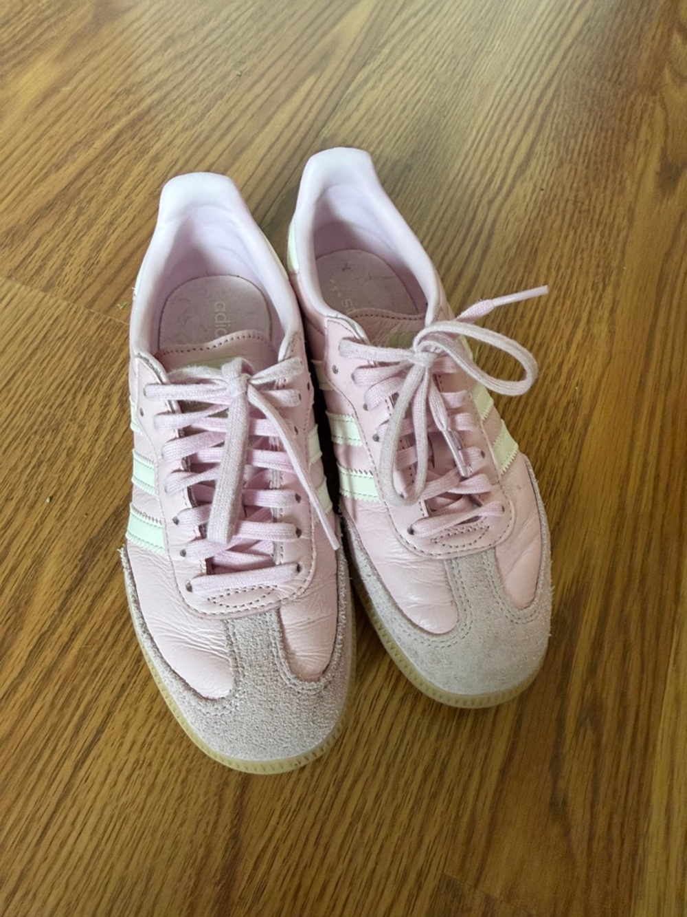 adidas Pink and Cream Samba Low-Top Sneakers